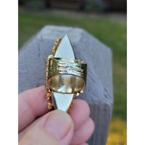 Betsey Johnson Leopard Print Statement Ring Lucite Rhinestone size 7.5s - Picture 7 of 8